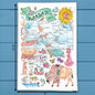 Kansas Map Tea Towel – Fields, Storms & Sunflowers