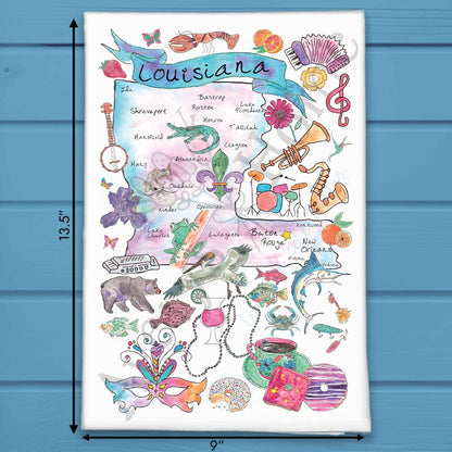 Louisiana Map Tea Towel – Culture, Cuisine & Jazz