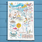 Maryland Map Tea Towel – Sailboats, Shells & Skyline