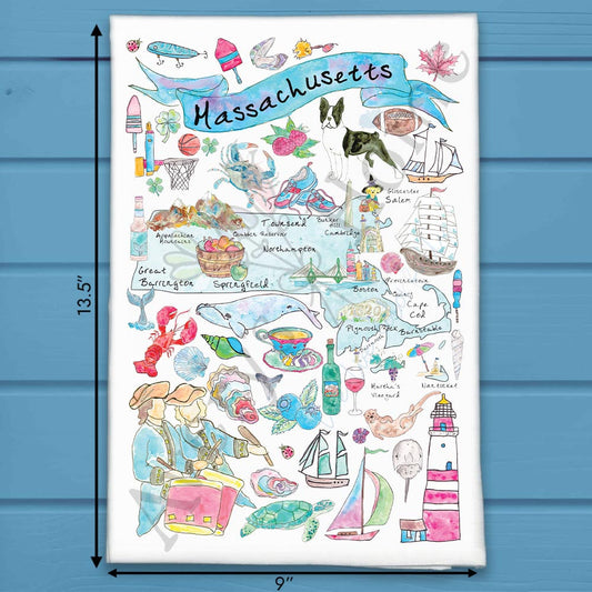 Massachusetts Map Tea Towel – From Boston to the Cape