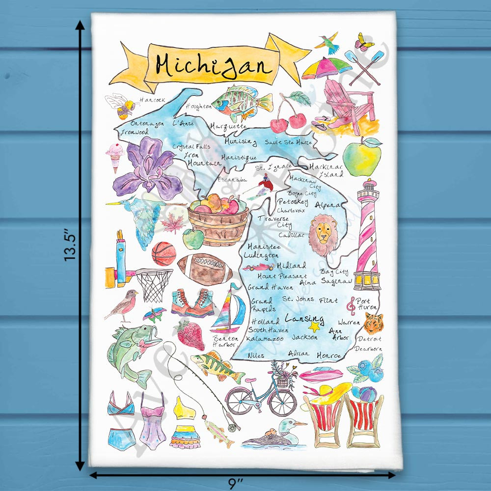 Michigan Map Tea Towel – Upper, Lower & Lake Life