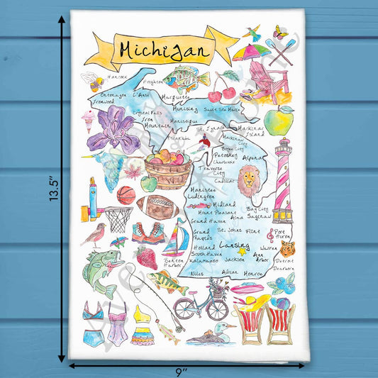 Michigan Map Tea Towel – Upper, Lower & Lake Life