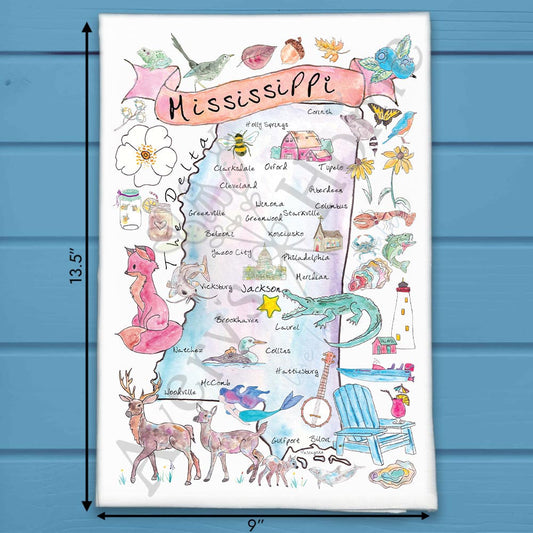 Mississippi Map Tea Towel – Southern Coast & Charm