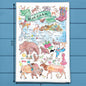 Montana Map Tea Towel – Elk, Peaks & Wild Air