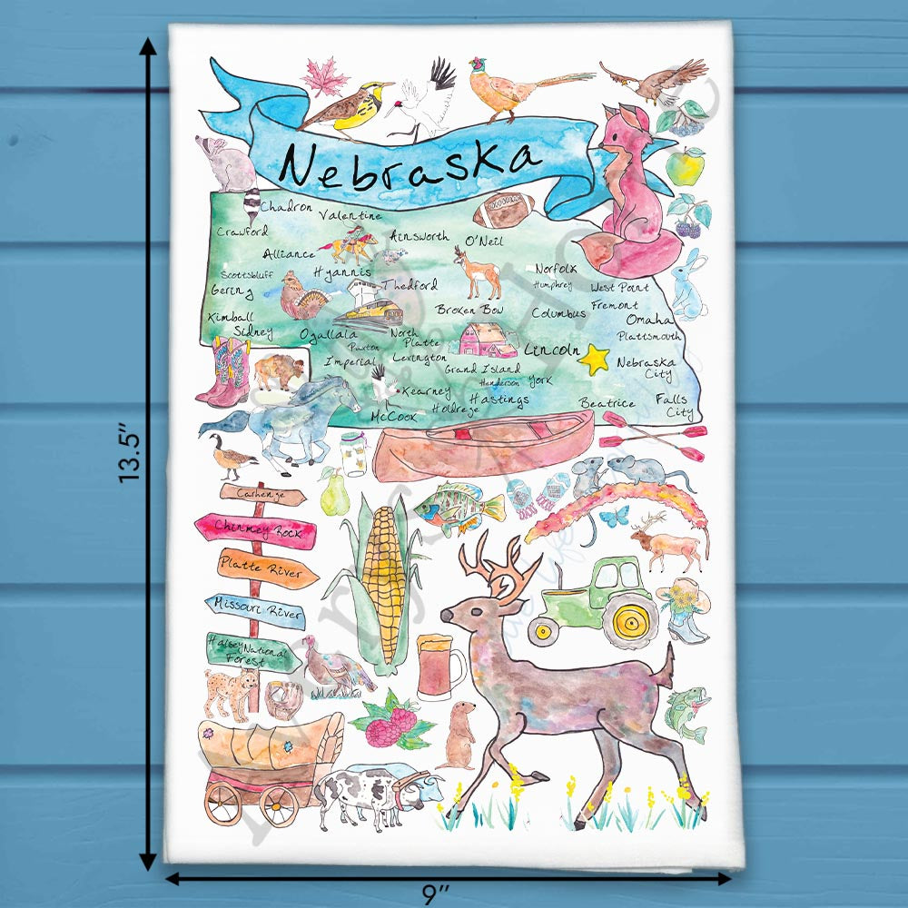 Nebraska Map Tea Towel – Cornfields & Community