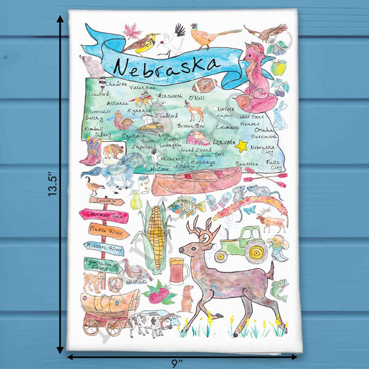 Nebraska Map Tea Towel – Cornfields & Community