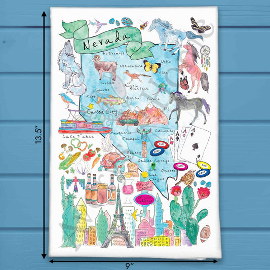 Nevada Map Tea Towel – Canyons & Casinos
