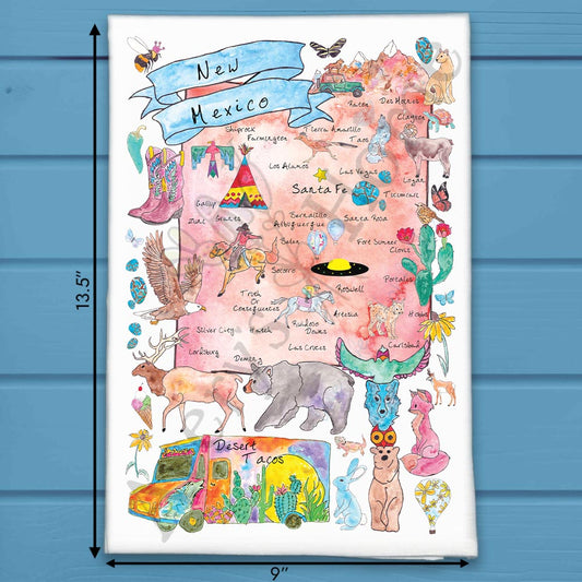 New Mexico Map Tea Towel – Art, Desert & Sun