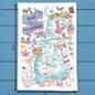 New Hampshire Map Tea Towel – Covered Bridges & Peaks