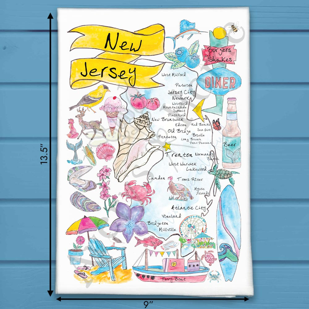 New Jersey Map Tea Towel – From Boardwalk to Brick City