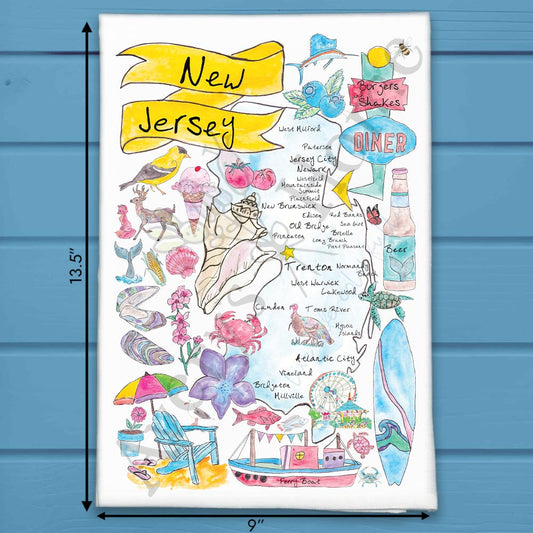 New Jersey Map Tea Towel – From Boardwalk to Brick City