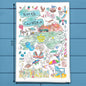 North Carolina Map Tea Towel – Beaches, Blue Ridge & BBQ