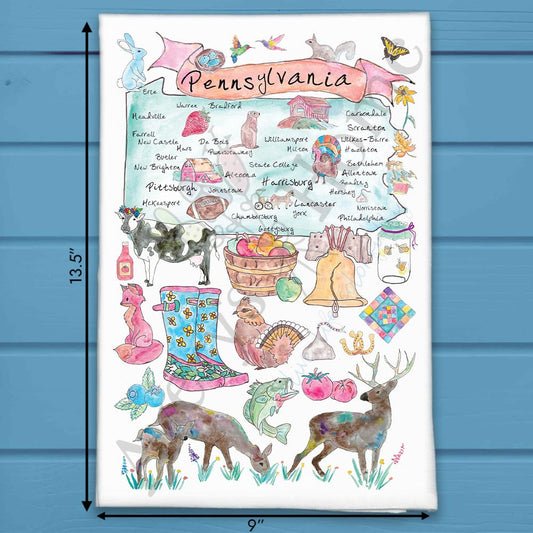 Pennsylvania Map Tea Towel – Liberty, Amish & Alleghenies