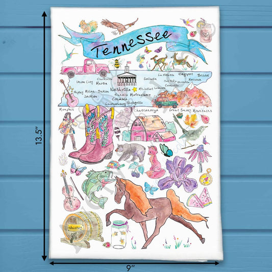 Tennessee Map Tea Towel – Graceland to Gatlinburg