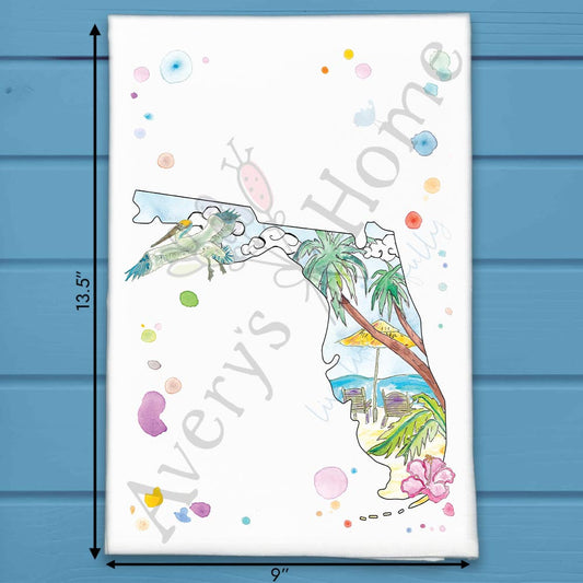 Florida State Landscape Map Mask Tea Towel