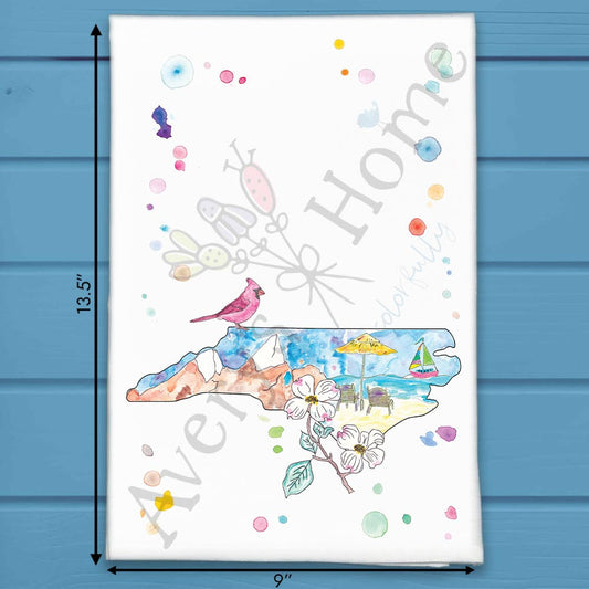 North Carolina Icons Tea Towel – Lighthouse, Pines & Pride