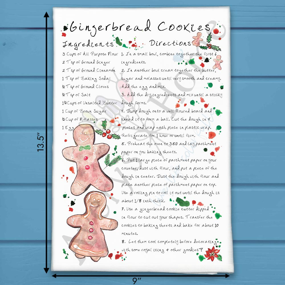 Gingerbread Cookie Recipe Tea Towel – Sweet Holiday Tradition
