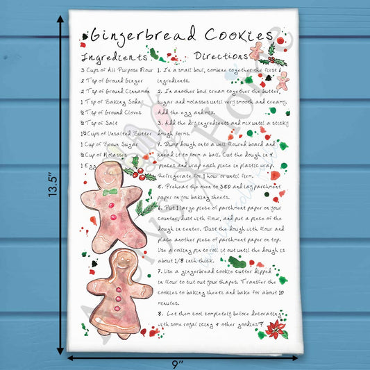 Gingerbread Cookie Recipe Tea Towel – Sweet Holiday Tradition