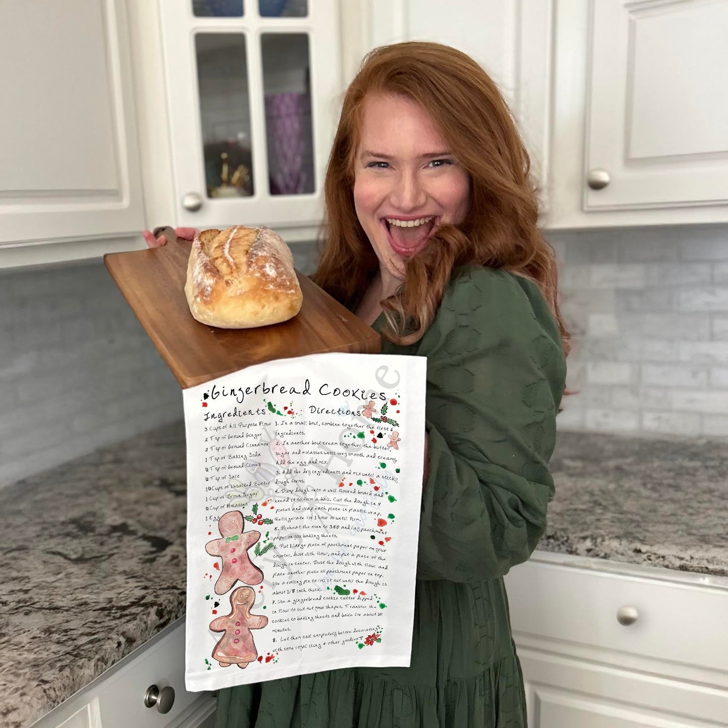 Gingerbread Cookie Recipe Tea Towel – Sweet Holiday Tradition
