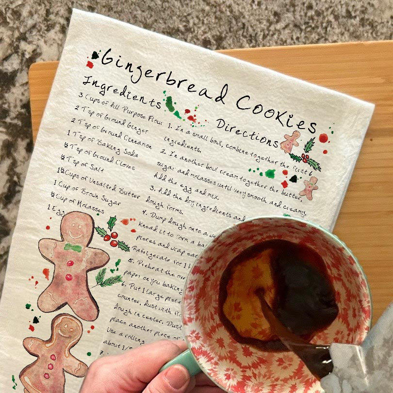 Gingerbread Cookie Recipe Tea Towel – Sweet Holiday Tradition