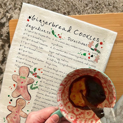 Gingerbread Cookie Recipe Tea Towel – Sweet Holiday Tradition