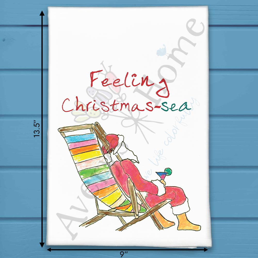 Feeling Christmas-Sea Tea Towel – Sandy Toes & Holiday Cheer