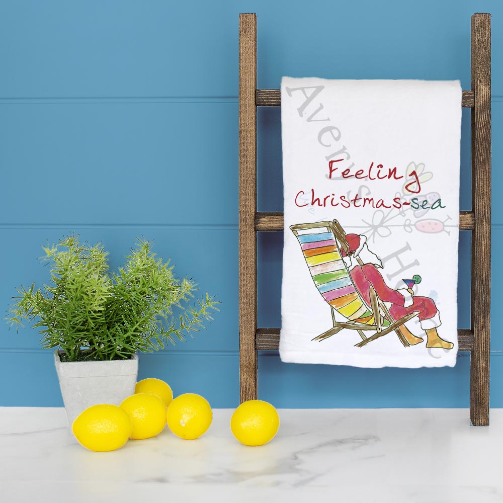 Feeling Christmas-Sea Tea Towel – Sandy Toes & Holiday Cheer