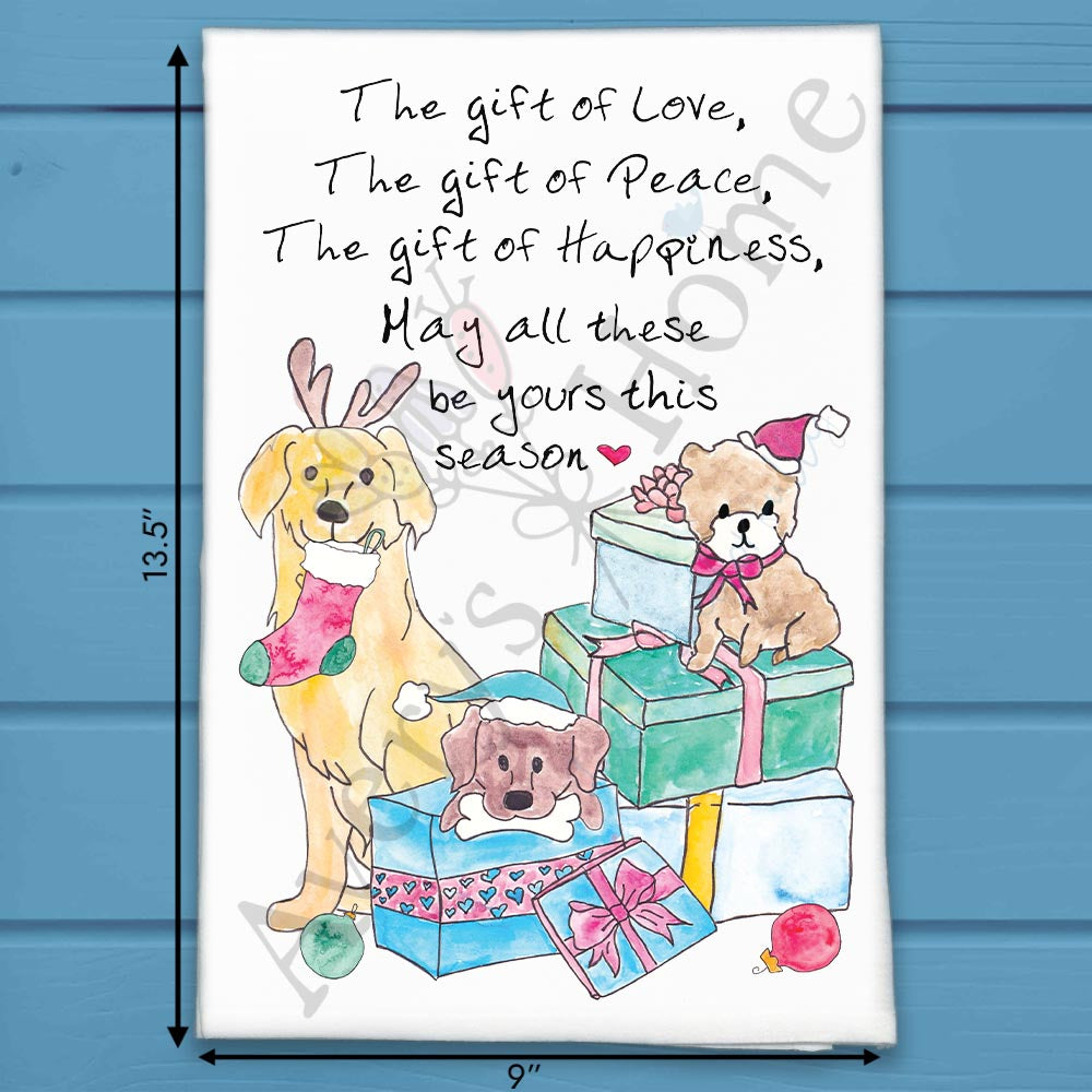 Peace, Love & Dogs Tea Towel – Holiday Tail Wags