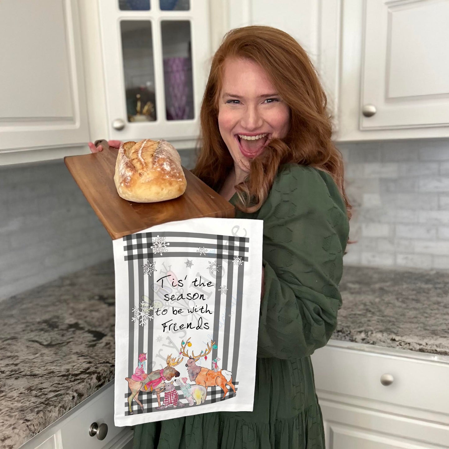 ’Tis the Season to Be With Friends Tea Towel – Holiday Cheer