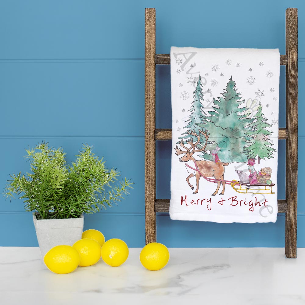 Merry & Bright Sleigh Ride Tea Towel – Festive Cheer