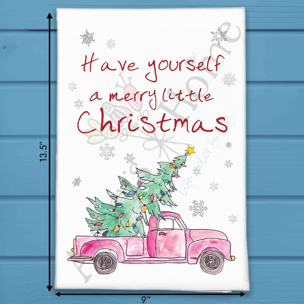 Truck & Christmas Tree Tea Towel – Cozy Holiday Tradition