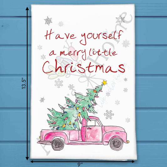 Truck & Christmas Tree Tea Towel – Cozy Holiday Tradition