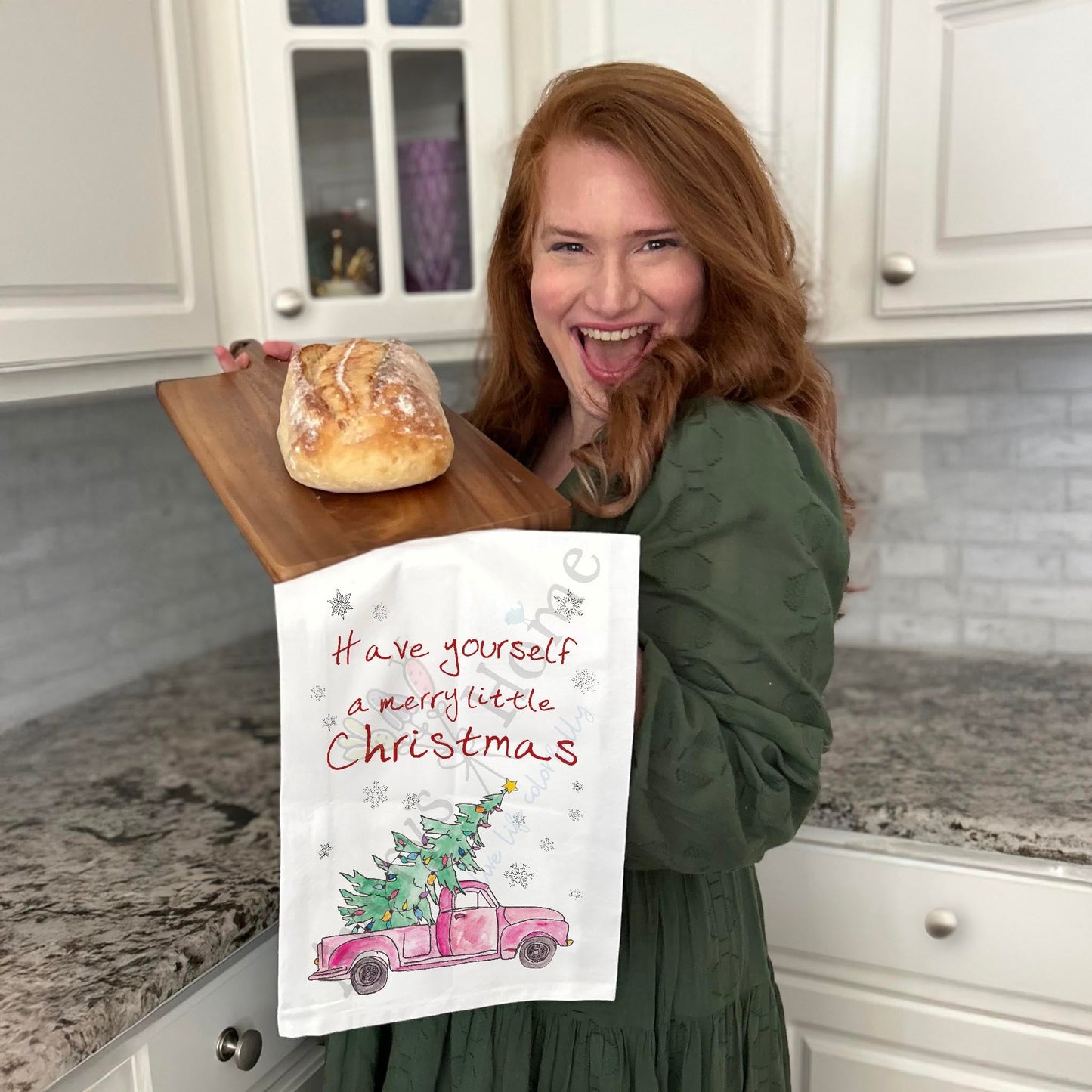 Truck & Christmas Tree Tea Towel – Cozy Holiday Tradition