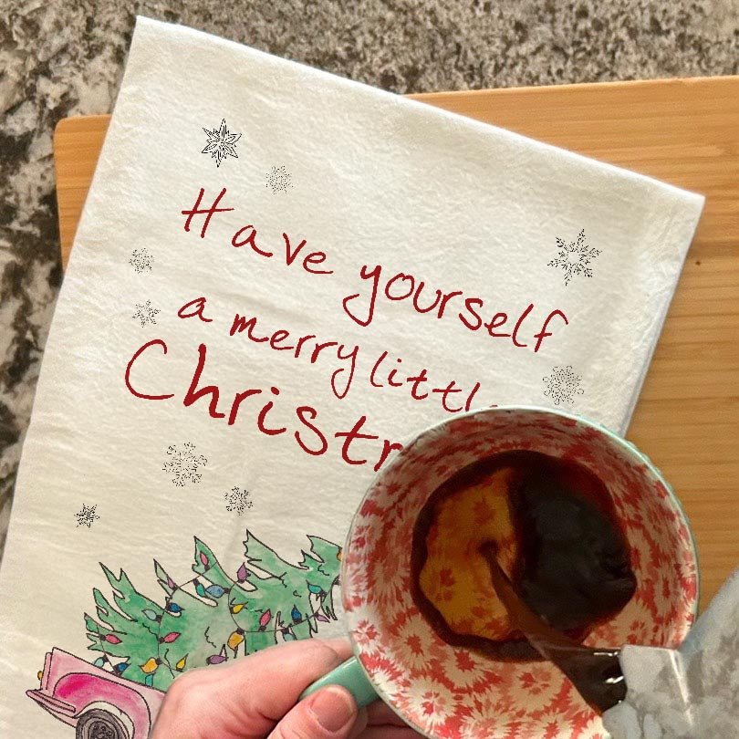 Truck & Christmas Tree Tea Towel – Cozy Holiday Tradition