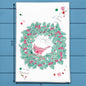 Cardinal Christmas Wreath Tea Towel – Classic Seasonal Symbol