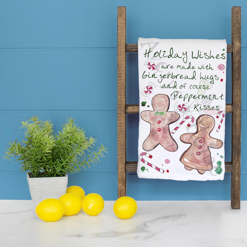 Christmas Peppermint Wishes Tea Towel – Sweet Holiday Cheer