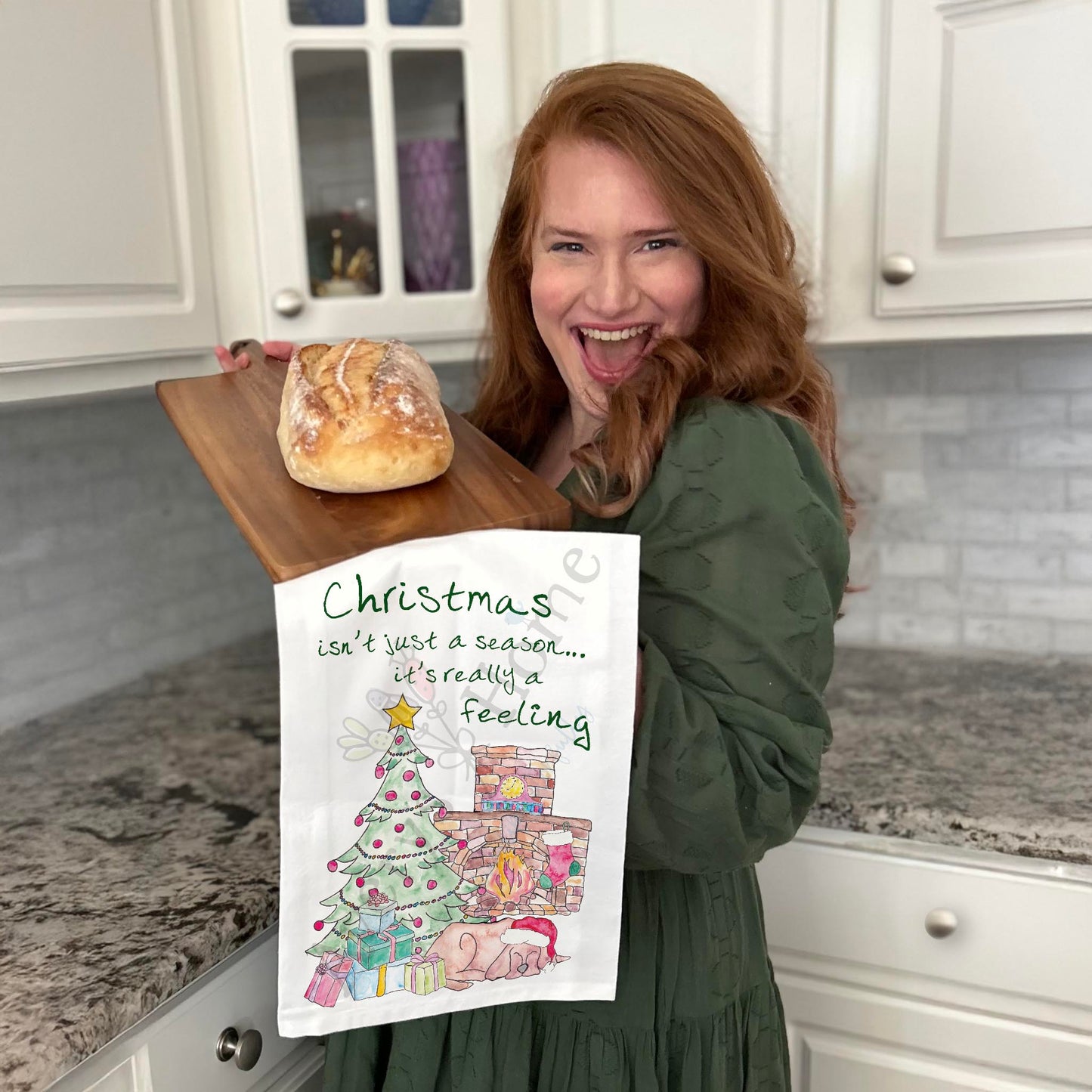 Christmas Is a Feeling Tea Towel – Joy in Every Corner