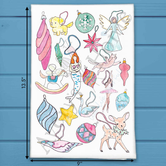 Christmas Ornament Tree Tea Towel – Merry & Bright