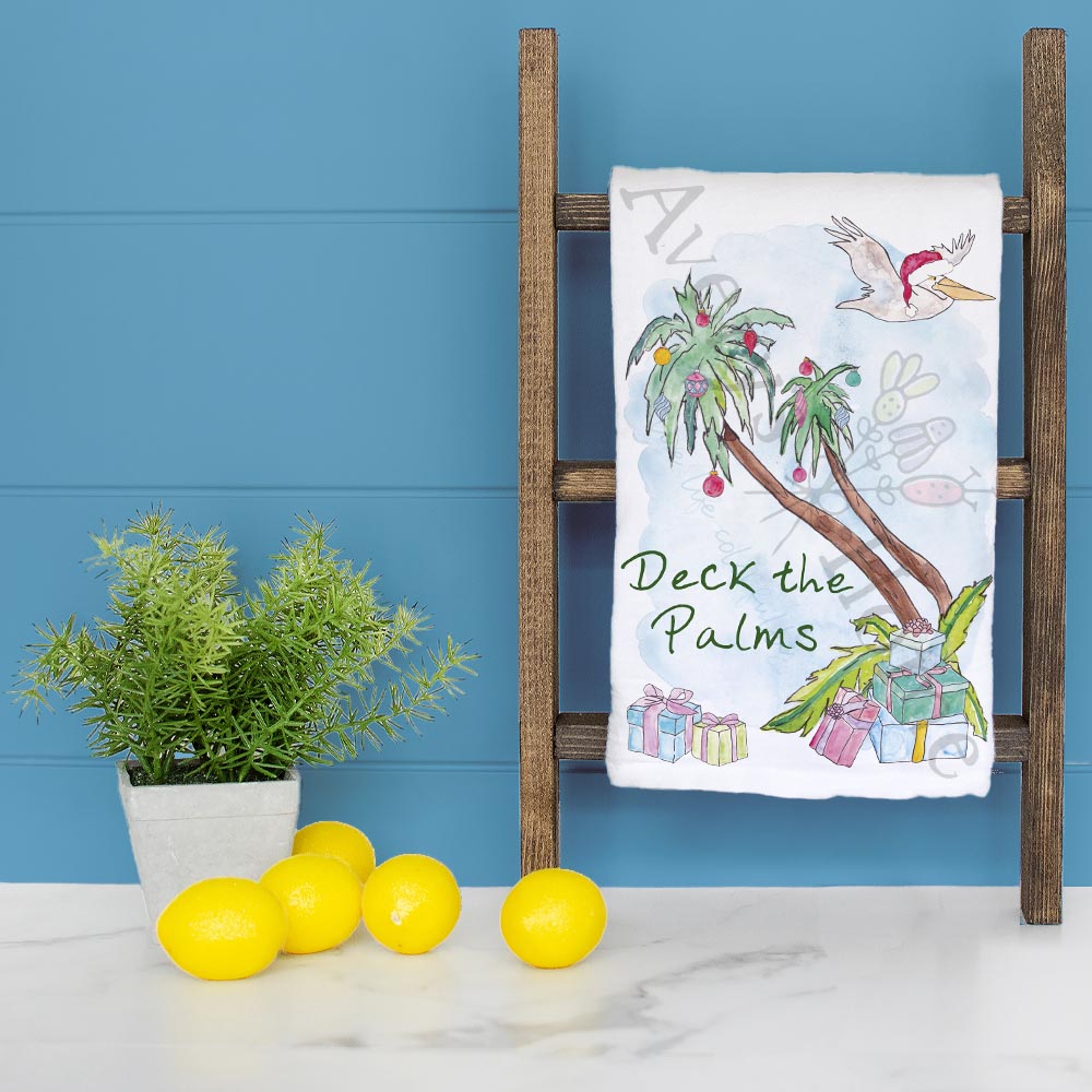 Deck the Palms Tea Towel – Sunshine & Sleigh Bells