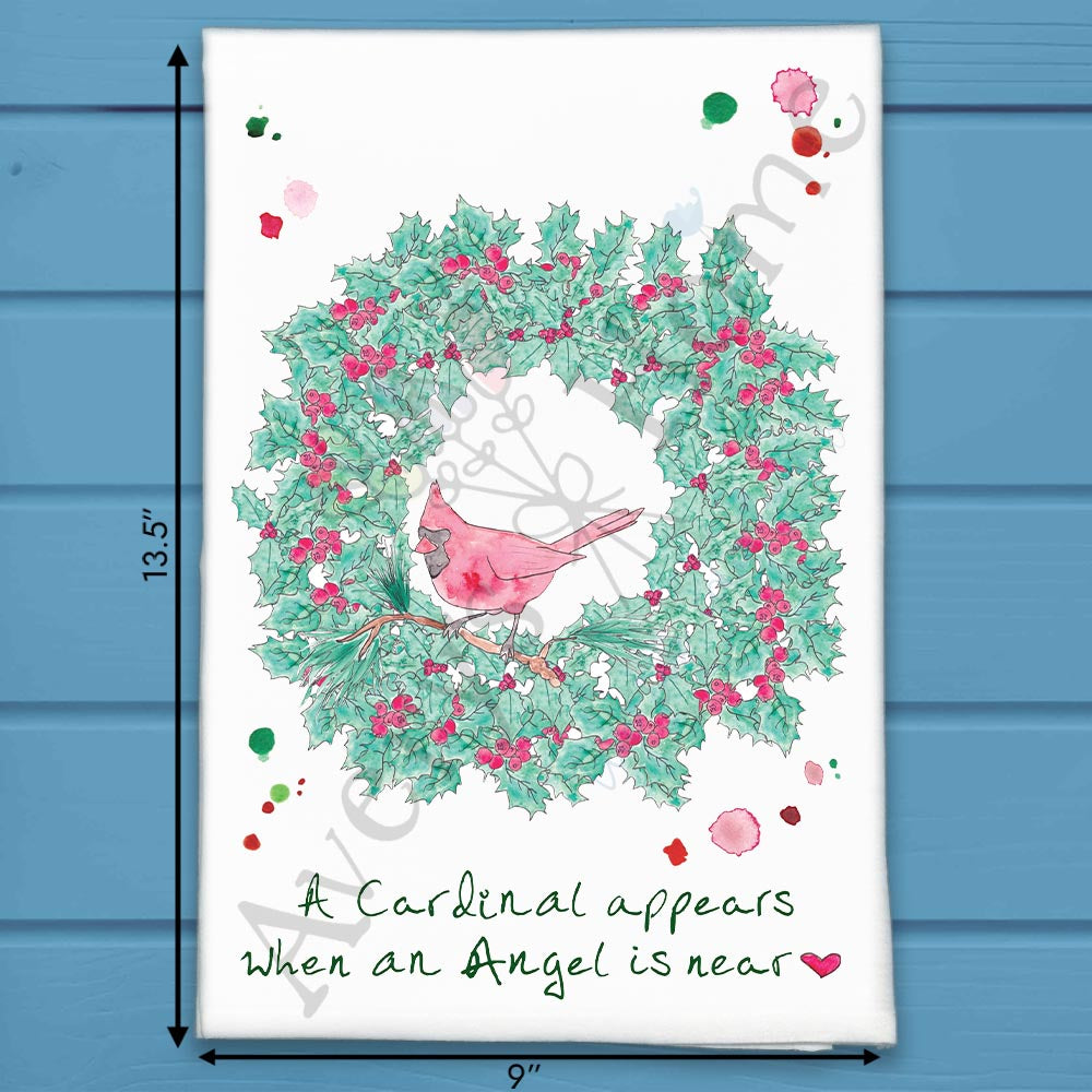 Cardinal Appears Christmas Kitchen Decor Tea Towel