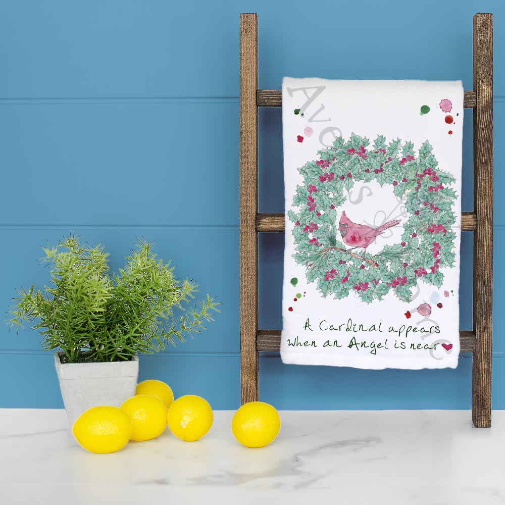 Cardinal Appears Christmas Kitchen Decor Tea Towel