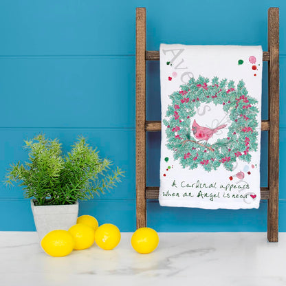 Cardinal Appears Christmas Kitchen Decor Tea Towel