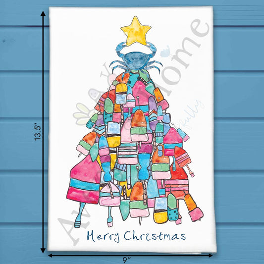 Lobster & Buoy Tree Tea Towel – Coastal Christmas Catch