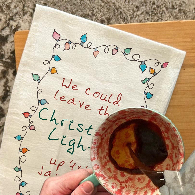 We Could Leave the Lights Up Tea Towel – Taylor Vibes