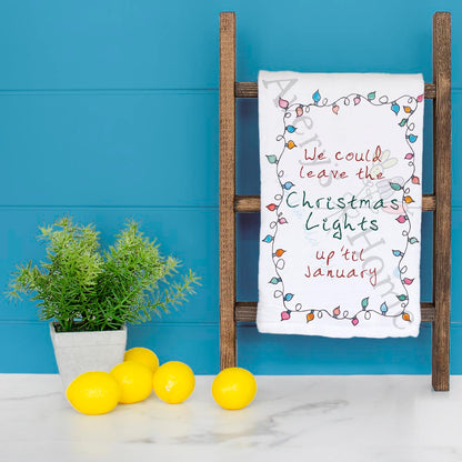 We Could Leave the Lights Up Tea Towel – Taylor Vibes