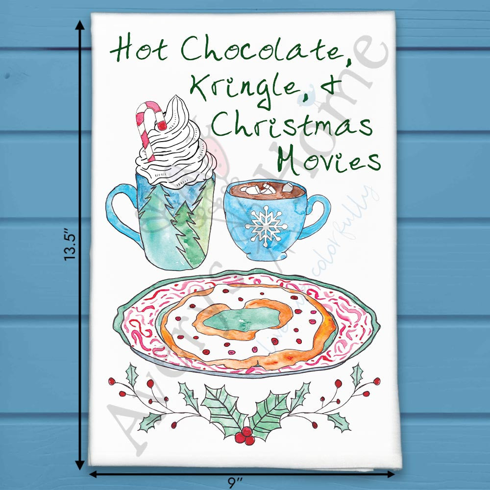 Hot Chocolate & Kringle Tea Towel – Holiday Movie Mood