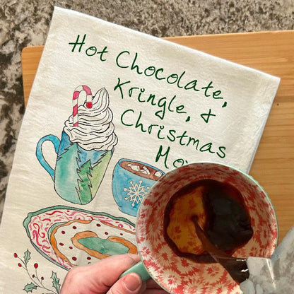 Hot Chocolate & Kringle Tea Towel – Holiday Movie Mood