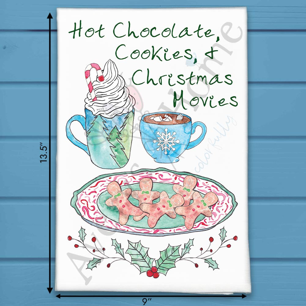 Cookies, Cocoa & Movies Tea Towel – Sweet Holiday Ritual