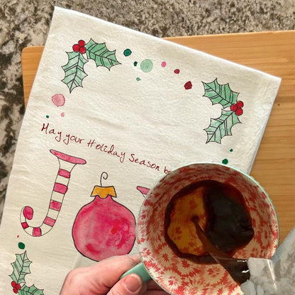 Holiday Joy Tea Towel – Seaside Wishes & Shells