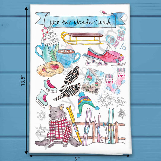 Winter Sports Tea Towel – Snow Day Shenanigans